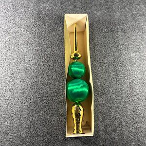 RARE Rauch Vintage Gold Christmas Tree Topper Vintage Green Satin Balls